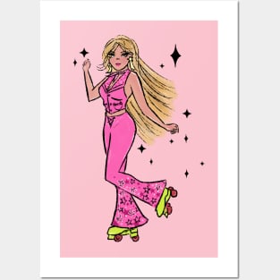 Barbie on roller skates Posters and Art